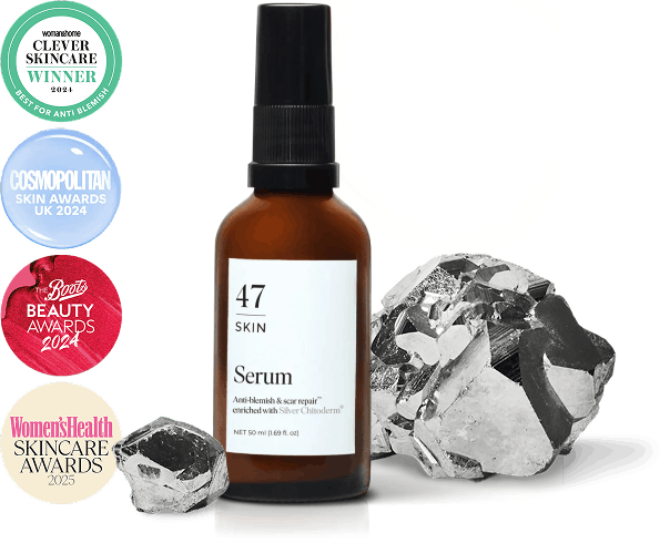 47 Skin serum, Silver Chitoderm ingredient, and skincare awards