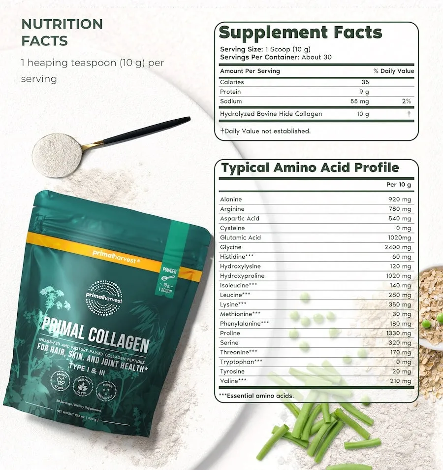 Primal Collagen nutrition and supplement facts