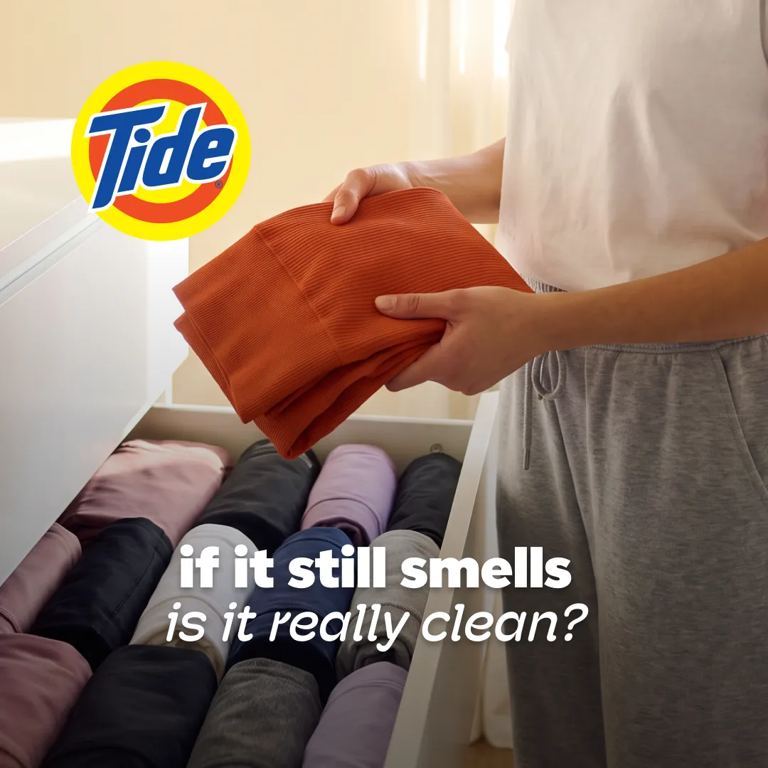 Tide Odor Oxi Pods with workout gear and the gym campaign odor-care message